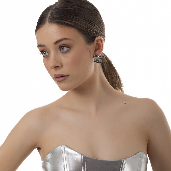 Oxzen ατσάλινο σκουλαρίκι καρφωτό τετράγωνο