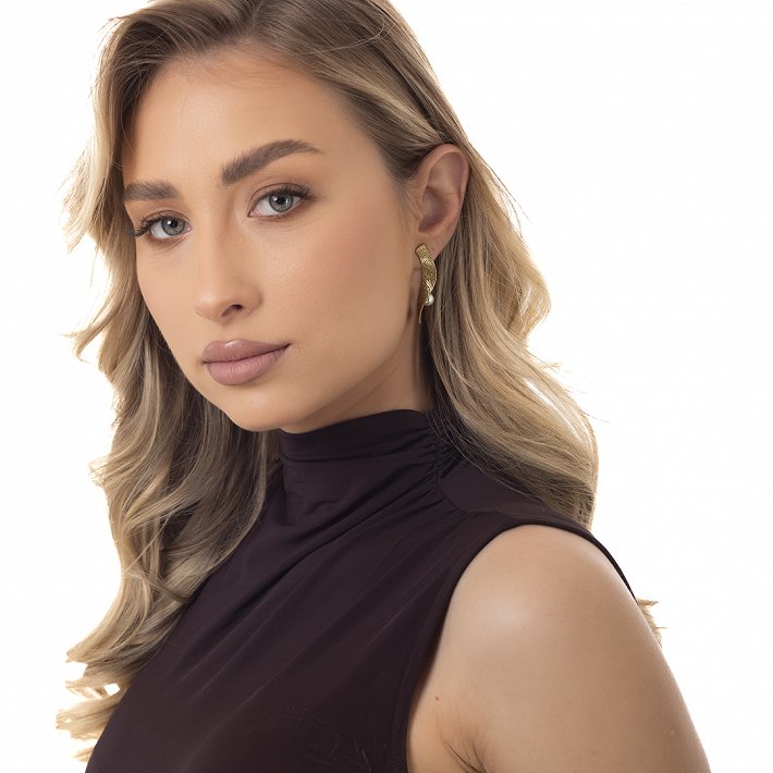 Oxzen ατσάλινο σκουλαρίκι κρεμαστό με πέρλα