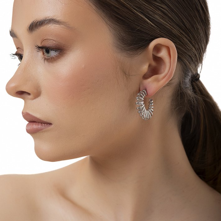 Oxzen ατσάλινο σκουλαρίκι κρίκος