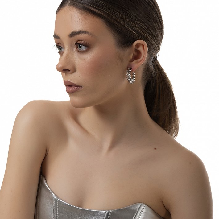 Oxzen ατσάλινο σκουλαρίκι κρίκος