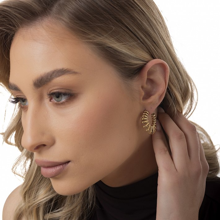 Oxzen ατσάλινο σκουλαρίκι κρίκος