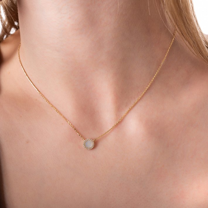 Oxzen κολιέ ασημένιο κύκλος με φίλντισι