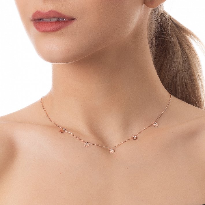 Oxzen κολιέ ασημένιο με πέτρες ζιργκόν