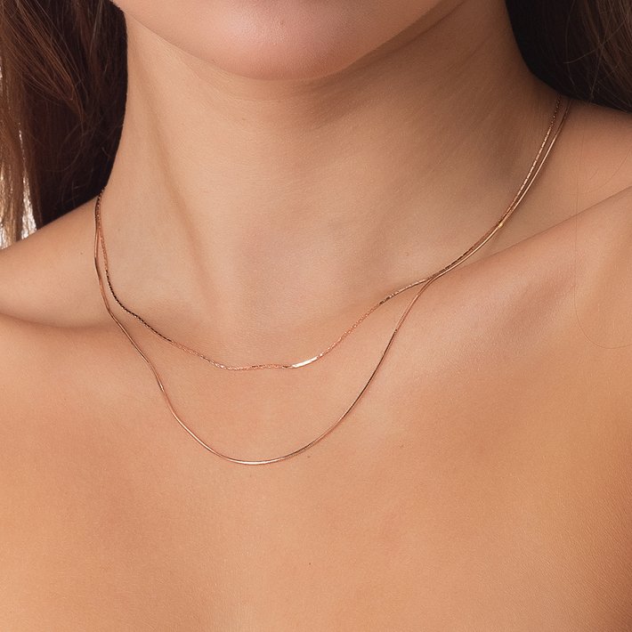 Oxzen κολιέ ασημένιο διπλό