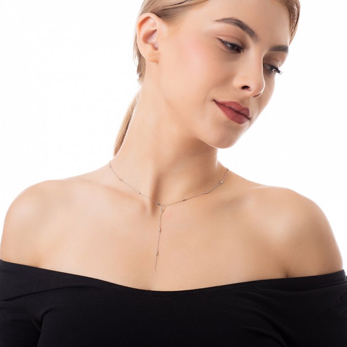 Oxzen κολιέ ασημένιο γραβάτα