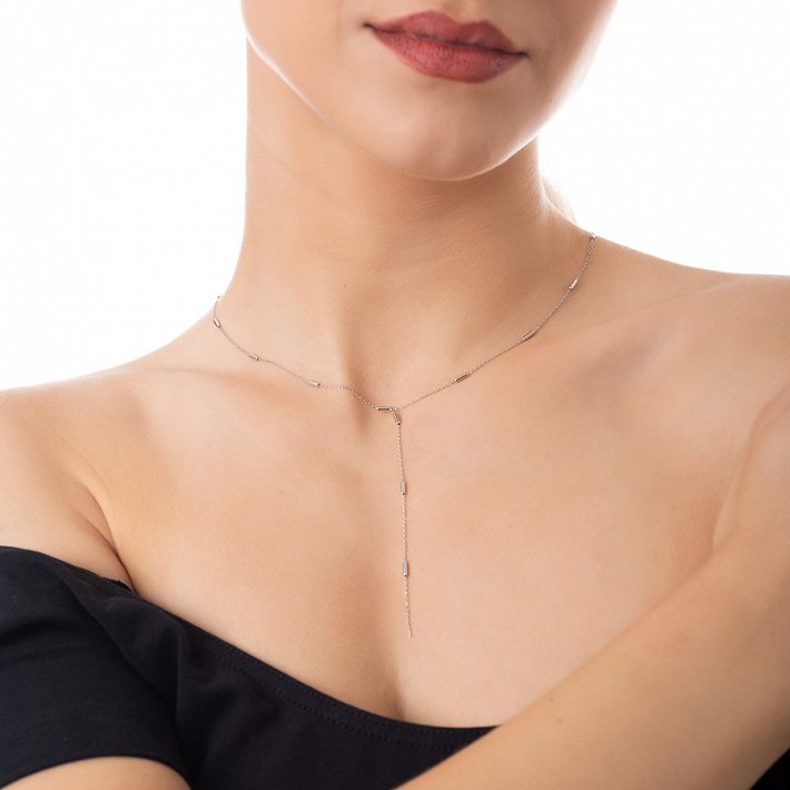 Oxzen κολιέ ασημένιο γραβάτα