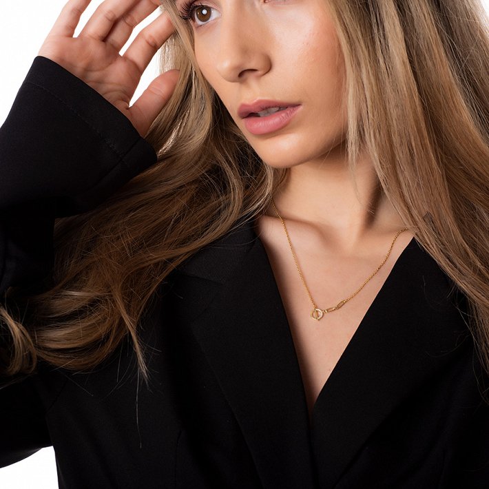 Oxzen κολιέ ασημένιο με πέτρες ζιργκόν