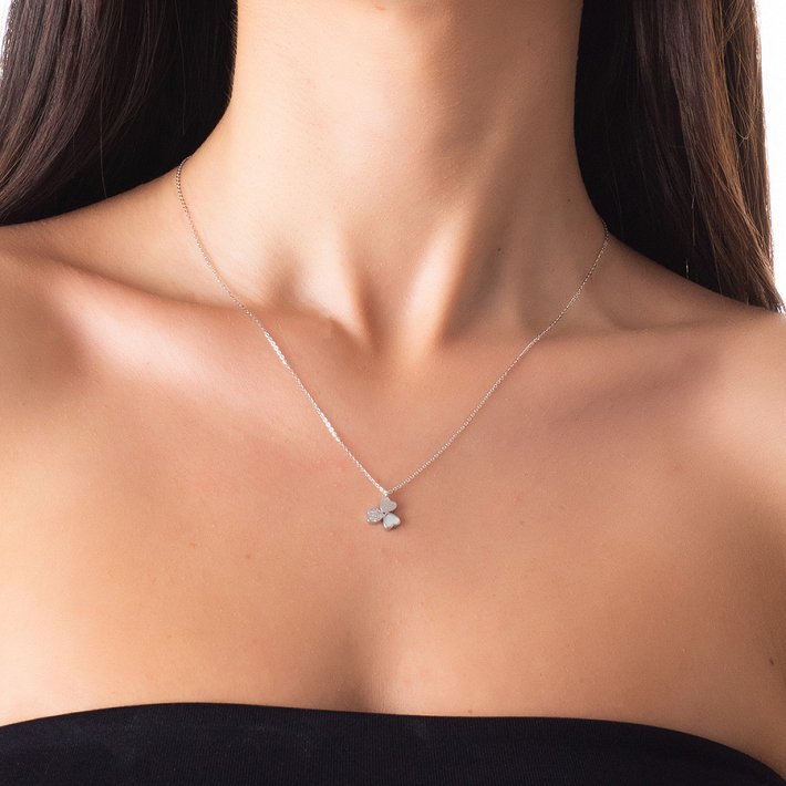 Oxzen κολιέ ασημένιο με φίλντισι και πέτρες ζιργκόν