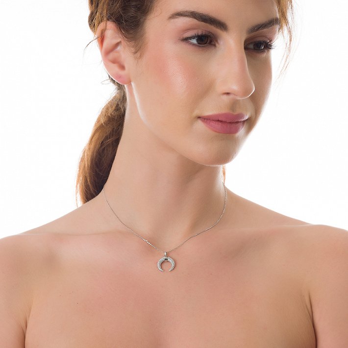 Oxzen κολιέ ασημένιο με ζιργκόν