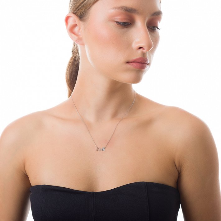 Oxzen κολιέ ασημένιο Βaby με ζιργκόν