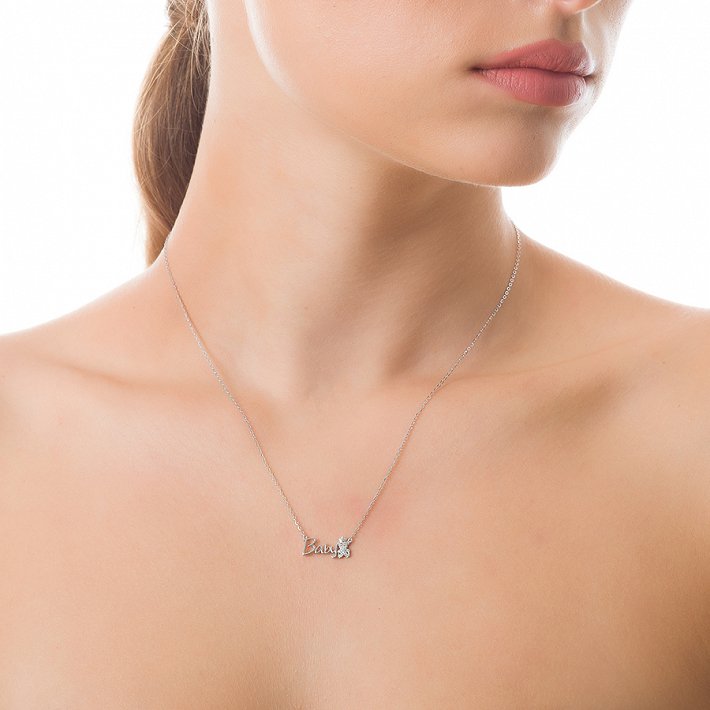 Oxzen κολιέ ασημένιο Βaby με ζιργκόν