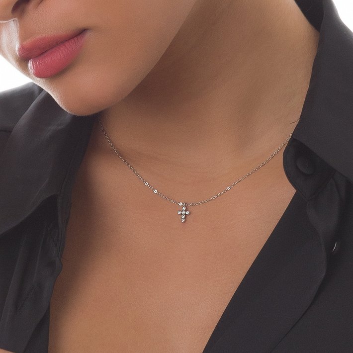 Oxzen σταυρός ασημένιος πολύ μικρός με ζιργκόν