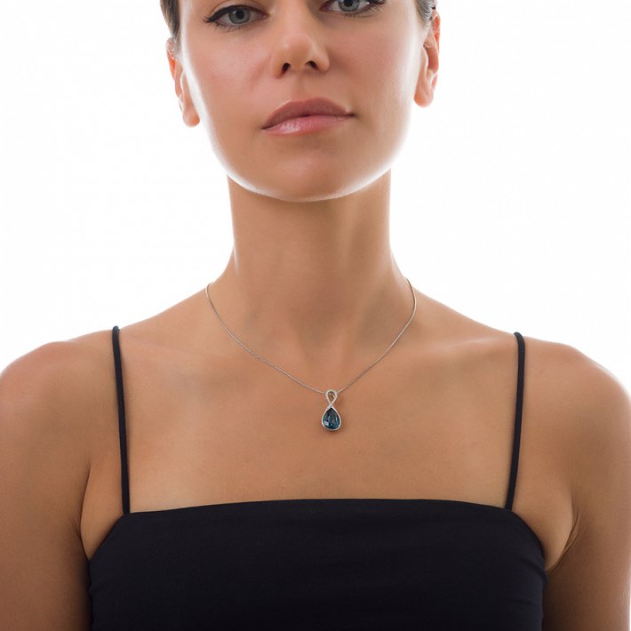 Oxzen κολιέ ασημένιο με πέτρα ζιργκόν