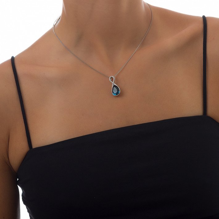 Oxzen κολιέ ασημένιο με πέτρα ζιργκόν