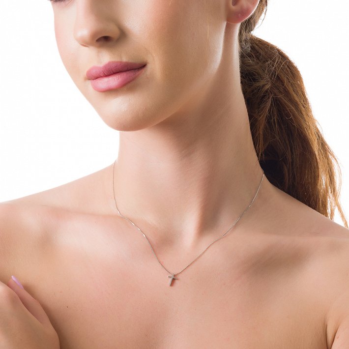 Oxzen γυναικείος μικρός σταυρός από ασήμι