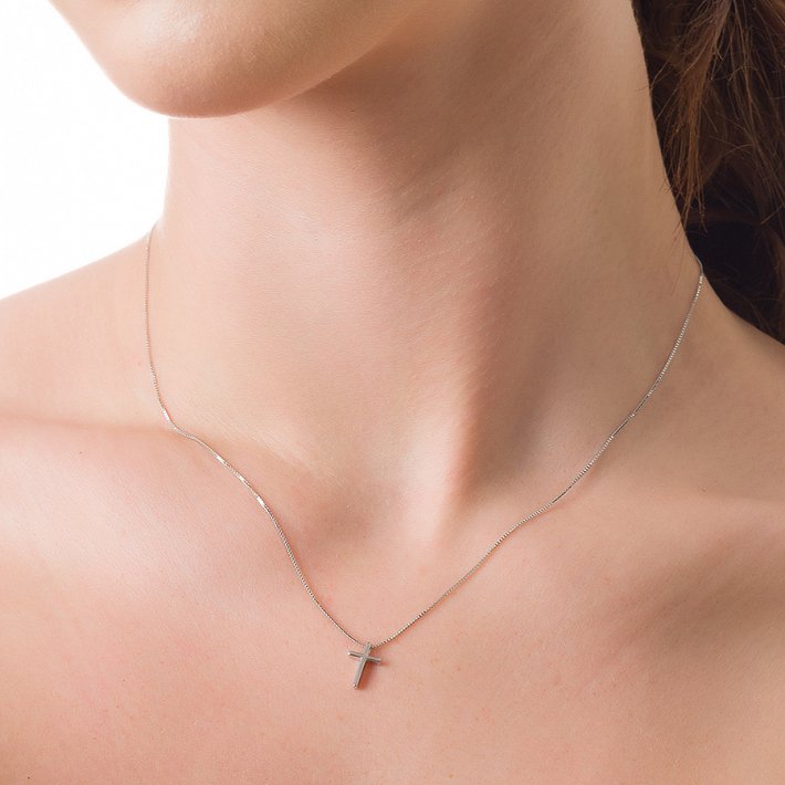 Oxzen γυναικείος μικρός σταυρός από ασήμι