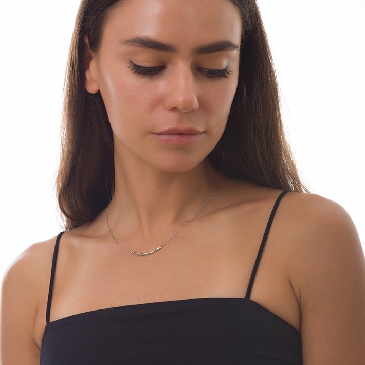 Oxzen γυναικείο κολιέ ασημένιο λουστρέ