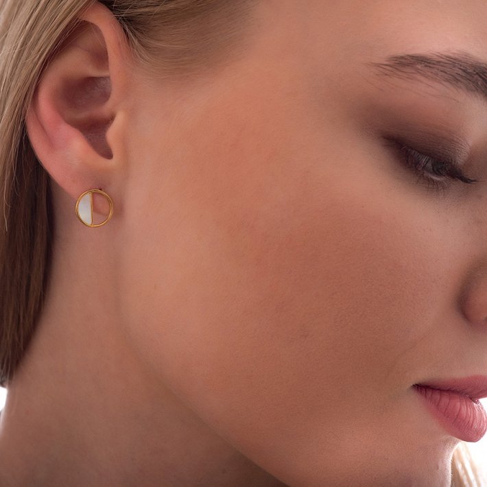 Oxzen σκουλαρίκια καρφωτά ασημένια με φίλντισι