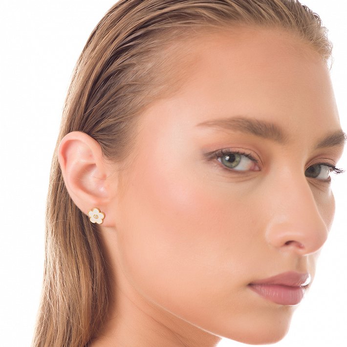 Oxzen σκουλαρίκια καρφωτά ασημένια μαργαρίτα με φίλντισι