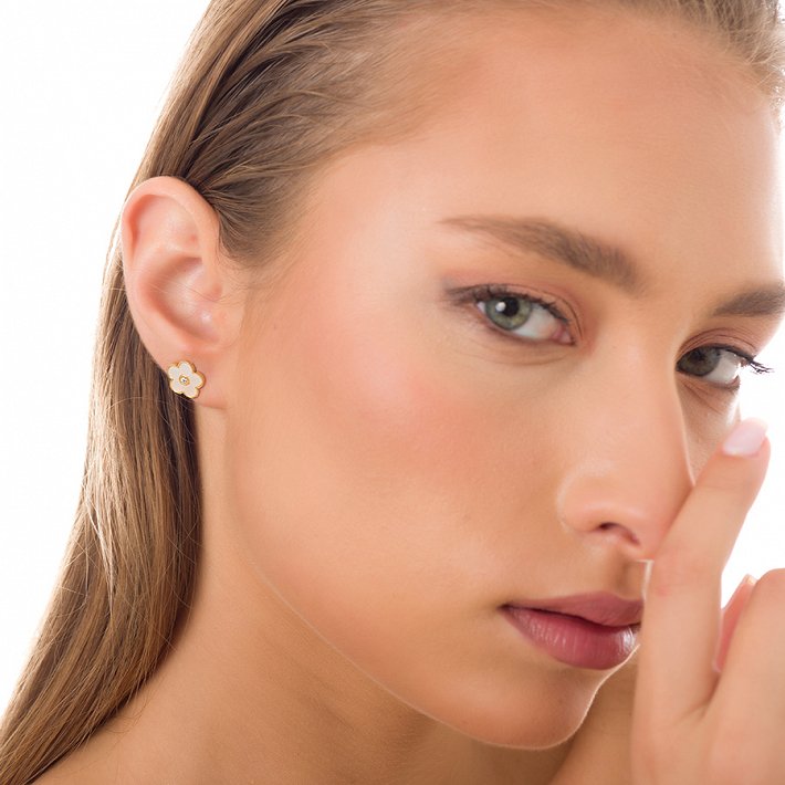 Oxzen σκουλαρίκια καρφωτά ασημένια μαργαρίτα με φίλντισι