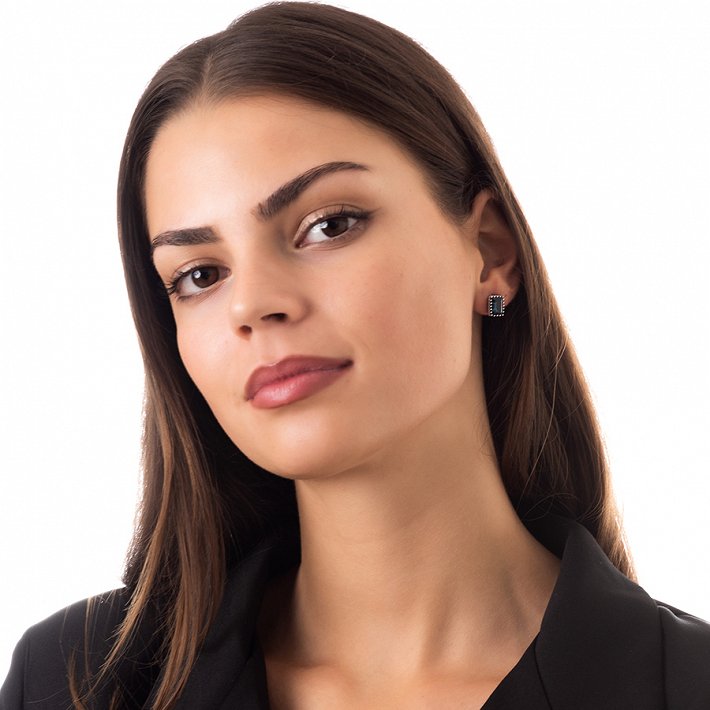 Oxzen σκουλαρίκια καρφωτά ασημένια με τετράγωνη πέτρα ζιργκόν