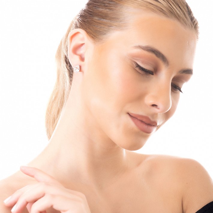 Oxzen σκουλαρίκια καρφωτά ασημένια με πέτρα ζιργκόν δάκρυ