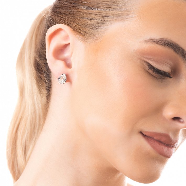 Oxzen σκουλαρίκια καρφωτά ασημένια με πέτρα ζιργκόν δάκρυ