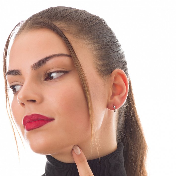 Oxzen σκουλαρίκια κρικάκια μικρά ασημένια με φιογκάκι