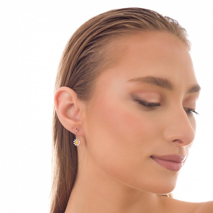 Oxzen σκουλαρίκια κρεμαστά ασημένια μαργαρίτα