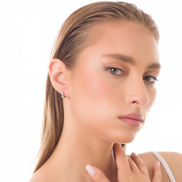 Oxzen σκουλαρίκια κρικάκια μικρά ασημένια με φιόγκο