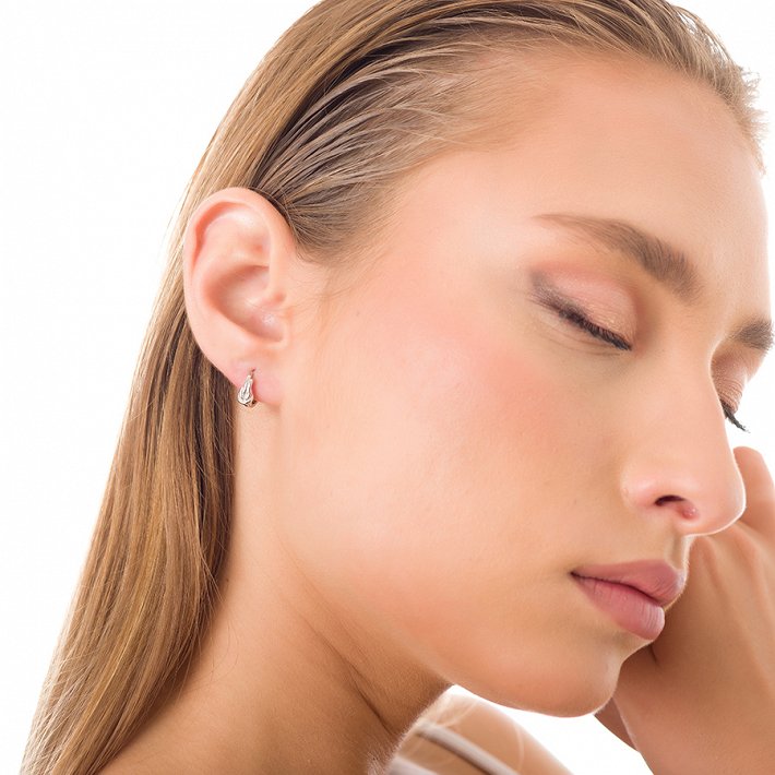 Oxzen σκουλαρίκια κρικάκια μικρά ασημένια με φιόγκο