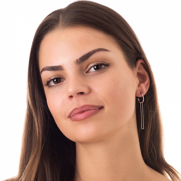 Oxzen σκουλαρίκια κρίκοι ασημένιοι μακρύς ορθογώνιος