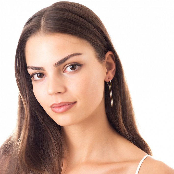 Oxzen σκουλαρίκια κρίκοι ασημένιοι μακρύς ορθογώνιος