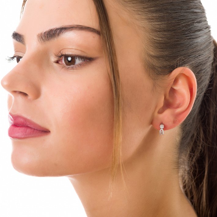 Oxzen σκουλαρίκια κρικάκια μικρά ασημένια με πέτρες ζιργκόν