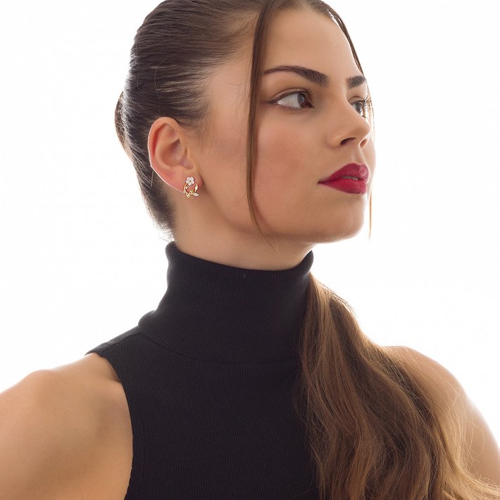 Oxzen σκουλαρίκια καρφωτά ασημένια στρογγυλό στεφάνι με μαργαρίτα