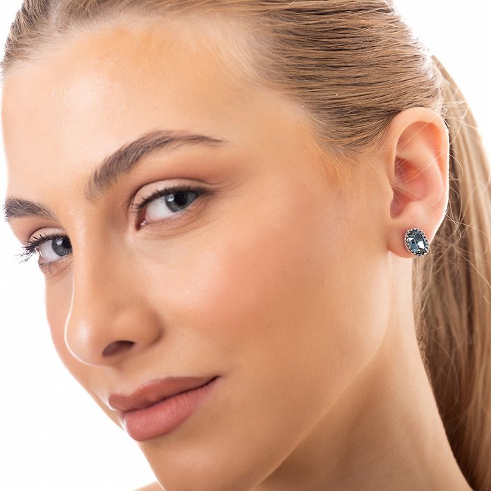 Oxzen σκουλαρίκια καρφωτά ασημένια με πέτρα ζιργκόν