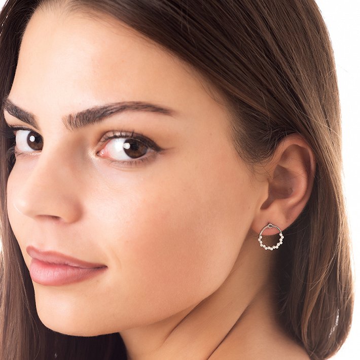 Oxzen σκουλαρίκια καρφωτά ασημένια με περλίτσες