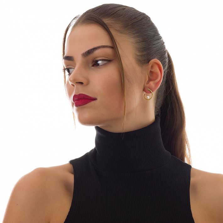 Oxzen σκουλαρίκια κρεμαστά ασημένια χειροποίητα με πέρλα Majorica