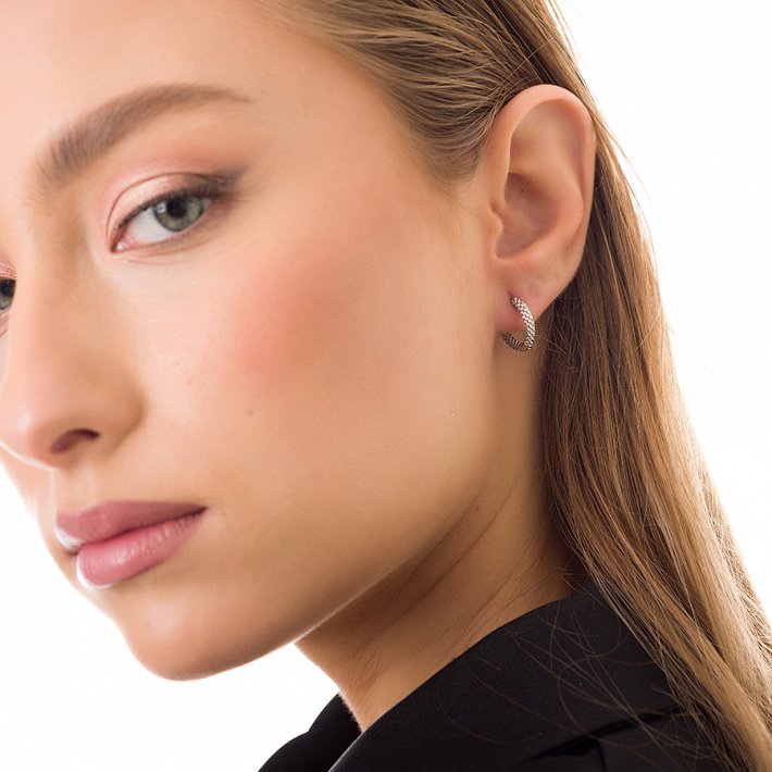 Oxzen σκουλαρίκια κρικάκια μικρά ασημένια σαγρέ