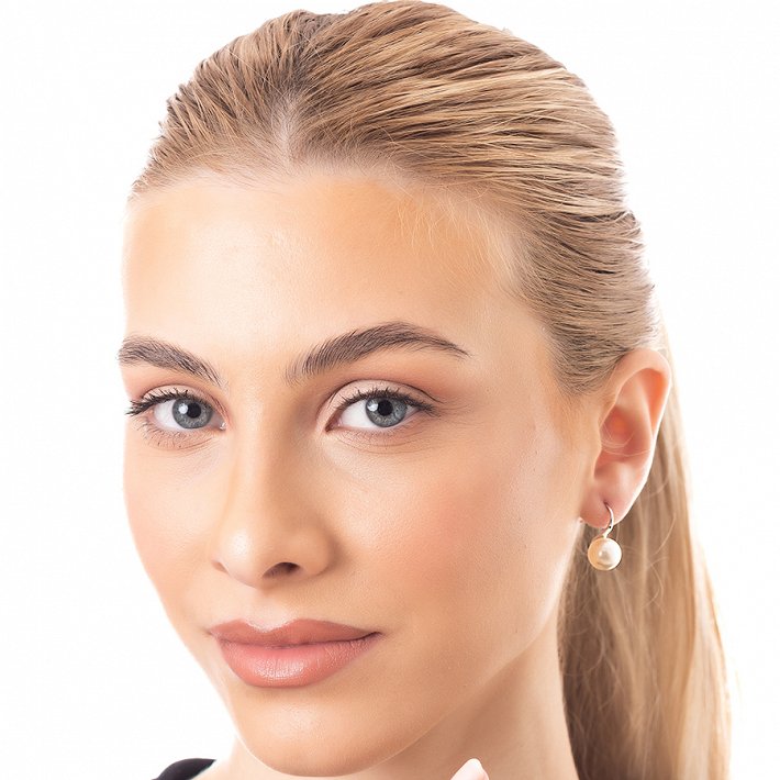 Oxzen σκουλαρίκια κρεμαστά ασημένια με κρεμαστή πέρλα Majorica