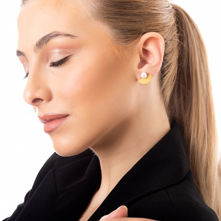 Oxzen σκουλαρίκια καρφωτά ασημένια χειροποίητα με πέρλα Majorica