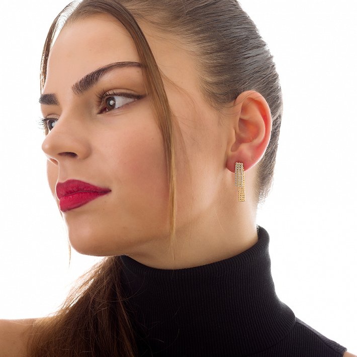 Oxzen σκουλαρίκια κρεμαστά ασημένια αλυσίδες και ζιργκόν