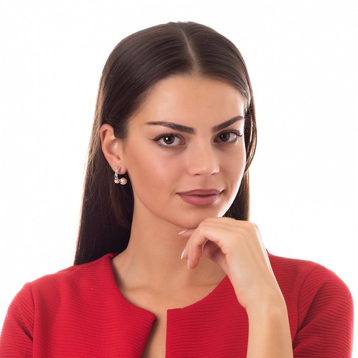 Oxzen σκουλαρίκια κρίκοι ασημένιοι με πέρλες