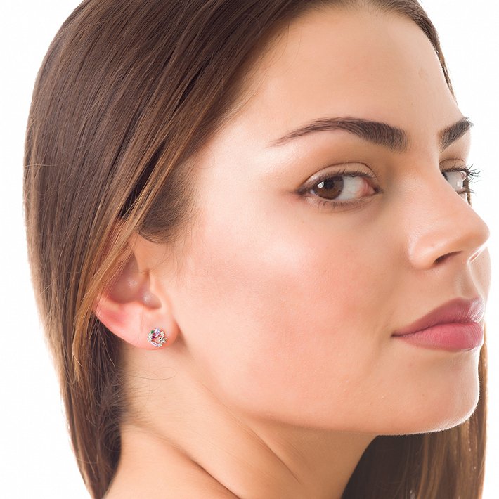 Oxzen σκουλαρίκια καρφωτά ασημένια στεφανάκι με ζιργκόν