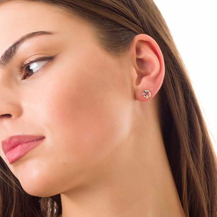 Oxzen σκουλαρίκια καρφωτά ασημένια στεφανάκι με ζιργκόν