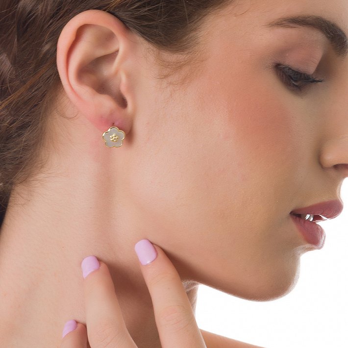 Oxzen σκουλαρίκια καρφωτά ασημένια λουλούδι με οπάλιο