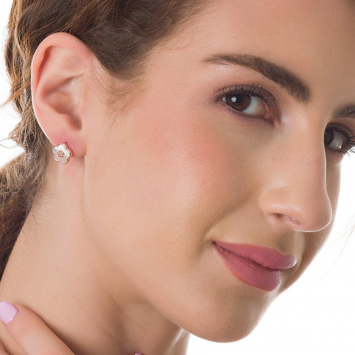 Oxzen σκουλαρίκια καρφωτά ασημένια λουλούδι με οπάλιο