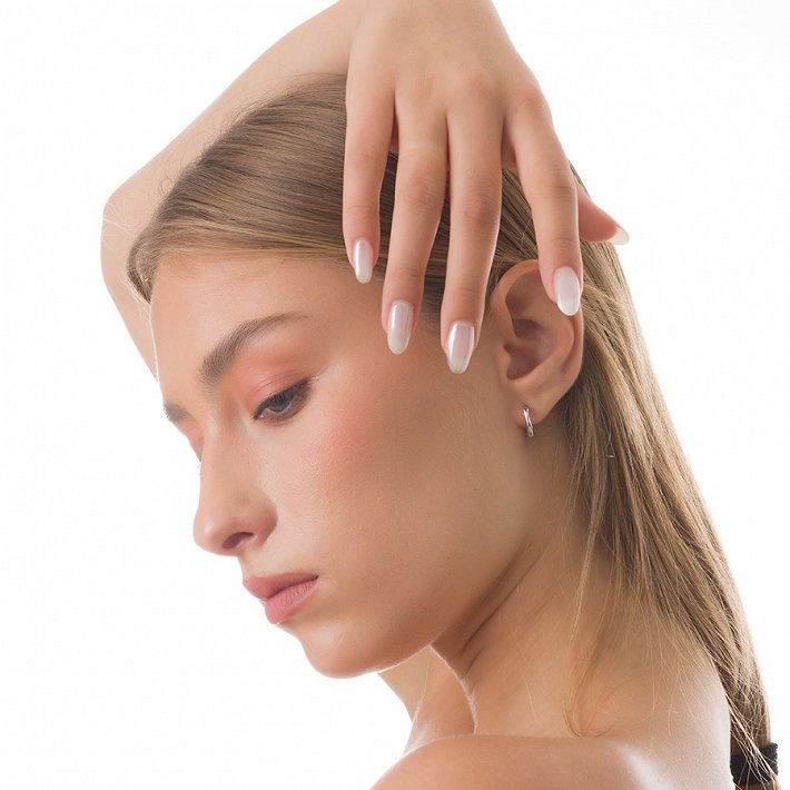 Oxzen σκουλαρίκια κρικάκια μικρά ασημένια τετραγωνισμένα