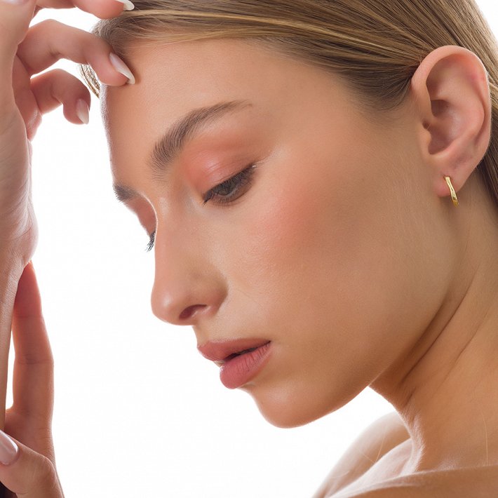 Oxzen σκουλαρίκια κρικάκια μικρά ασημένια τετραγωνισμένα