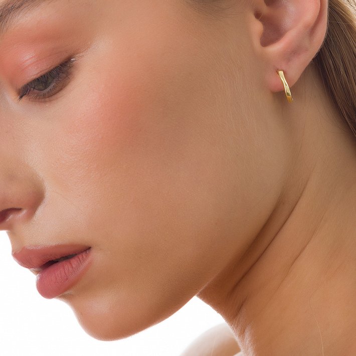 Oxzen σκουλαρίκια κρικάκια μικρά ασημένια τετραγωνισμένα